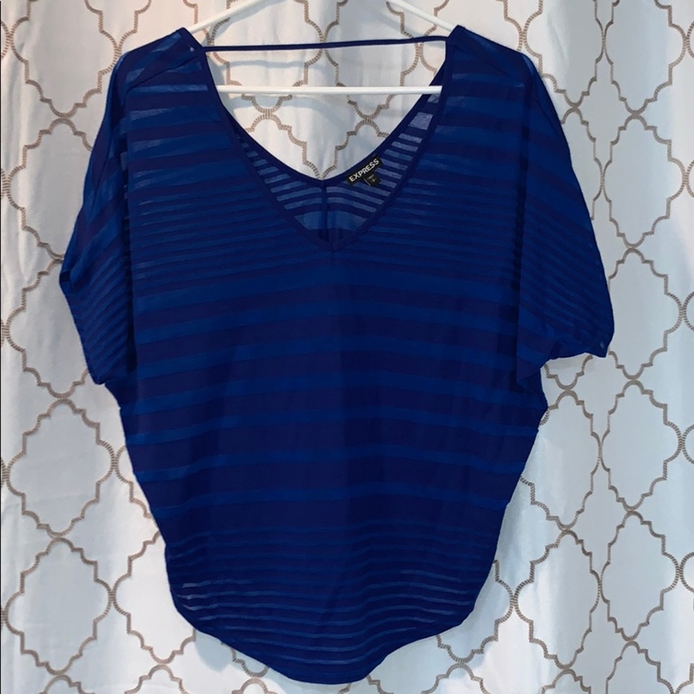 Express blue striped short sleeve top